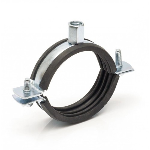 Хомут сантехнический крепежный трубный стальной оцинкованный с резиновой прокладкой Strongman 38х32 мм
