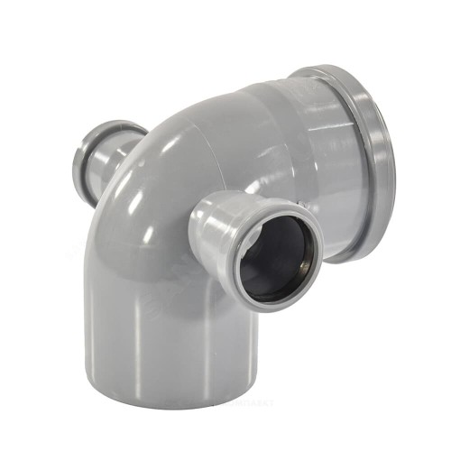 Отвод канализационный PP-H с выходом левый и правый серый Дн 110-50 87гр б/нап в/к VALFEX в Нижнем Новгороде