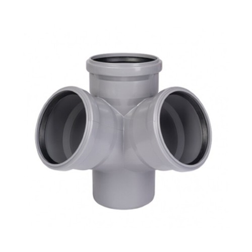 Крестовина PP-H двухплоскостная серая Дн 110-110-110 б/нап в/к VALFEX в Нижнем Новгороде