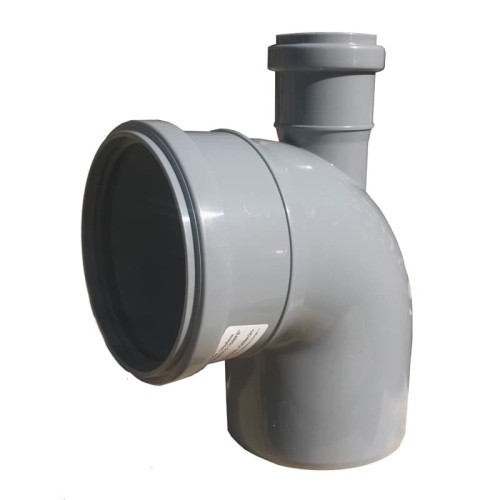 Отвод канализационный PP-H с выходом фронтально-вверх серый Дн 110-50 87гр б/нап в/к VALFEX в Нижнем Новгороде