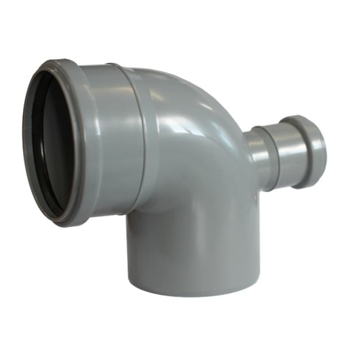 Отвод канализационный PP-H с выходом фронтально-тыльный серый Дн 110-50 87гр б/нап в/к VALFEX в Нижнем Новгороде