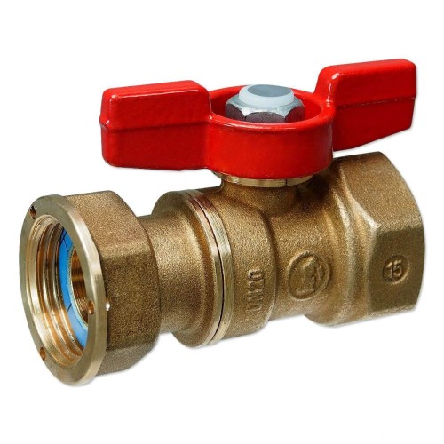 Кран шаровый латунный стандартнопроходной для счетчиков с ручкой-бабочкой НР-накидная гайка Ру 42 R254P Giacomini 15х71 мм 3/4" в Нижнем Новгороде