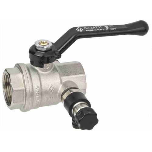 Кран шаровый латунный со спускником полнопроходной с ручкой-рычагом ВР (ВН) Ру 64 Bugatti 330 Bugatti 15 мм 1/2" в Нижнем Новгороде