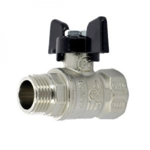 Кран запорный латунный полнопроходной с ручкой-бабочкой ВР-НР Ру 50 Bugatti 917 Bugatti 15 мм 1/2" в Нижнем Новгороде