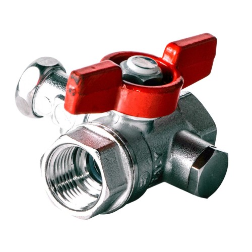 Кран шаровый латунный со спускником стандартнопроходной с ручкой-бабочкой ВР (ВН) Ру 42 R251S Giacomini 15х59 мм 1/2" в Нижнем Новгороде