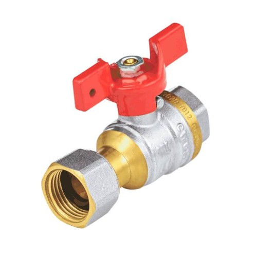 Кран запорный латунный полнопроходной с ручкой-бабочкой ВР-накидная гайка Ру 40 BV.530 MVI 20 мм 3/4" в Нижнем Новгороде