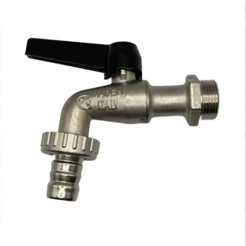 Кран шаровый латунный угловой стандартнопроходной с ручкой-рычагом НР-штуцер Ру 16 Bugatti 689 Bugatti 10 мм 1/2" в Нижнем Новгороде