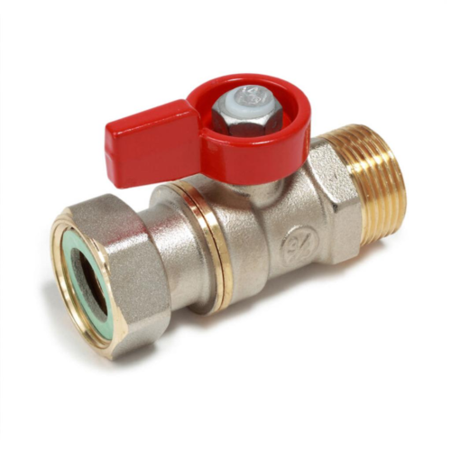 Кран запорный латунный стандартнопроходной с ручкой-флажком НР-накидная гайка Ру 16 R254 Giacomini 15х70 мм 1/2" в Нижнем Новгороде