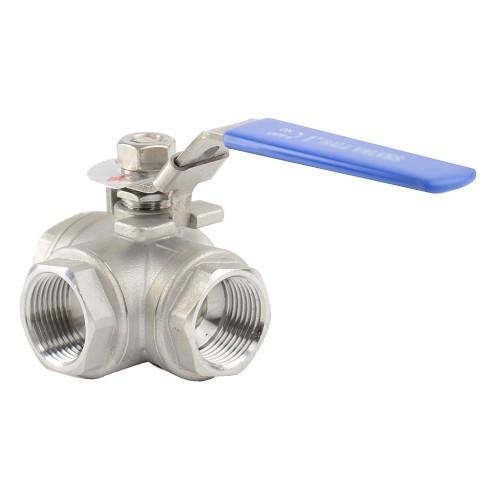 Кран запорный трехходовой нержавеющий ВР (ВН) стандартнопроходной ручка-рычаг Ру 40 AISI 304 NK 40х136 мм 1 1/2" в Нижнем Новгороде