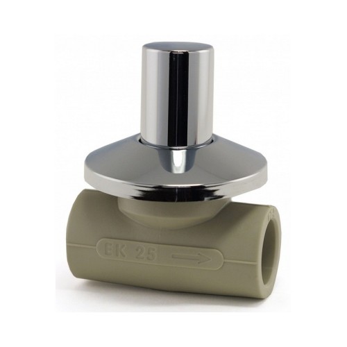 Кран полипропиленовый PP-R запорный прямой стандартнопроходной с внутренней пайкой серый ручка-вентиль Ру 10 Wavin Ekoplastik 25 мм ГОСТ 32415-2013 в Нижнем Новгороде