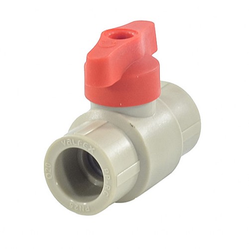 Кран полипропиленовый PP-R запорный прямой стандартнопроходной с внутренней пайкой серый ручка-бабочка Ру 25 VALFEX 20 мм ГОСТ 32415-2013 в Нижнем Новгороде