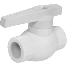 Кран полипропиленовый PP-R запорный прямой стандартнопроходной с внутренней пайкой белый ручка-рычаг Ру 25 VALFEX 40 мм ГОСТ 32415-2013