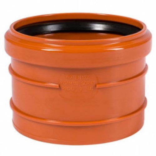 Муфта НПВХ (ПВХ) насадная Дн 200 безнапорная коричневая в/к п/клей Ostendorf KGAM в Нижнем Новгороде