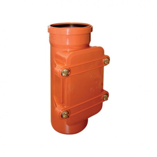 Ревизия НПВХ (ПВХ) с раструбом Дн 200 коричневая безнапорная в комплекте с крышкой Ostendorf KGRE в Нижнем Новгороде