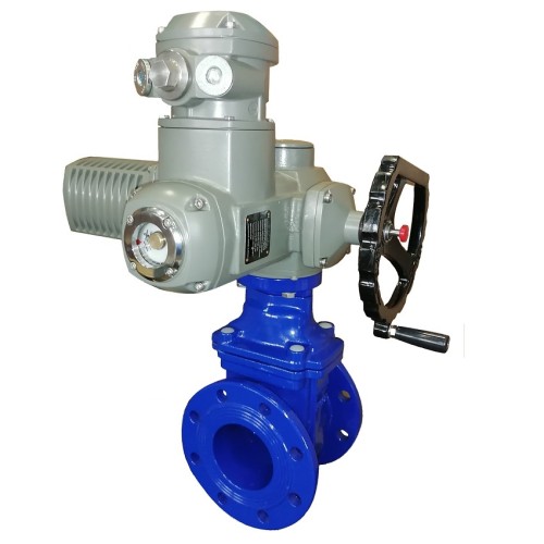 Задвижка чугунная фланцевая с электроприводом AUMA SA10.2 380В и обрезиненным клином KR12 100 мм в Нижнем Новгороде